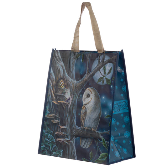 Lisa Parker Fairy Tales Owl & Fairy Reusable Shopping Bag front view
