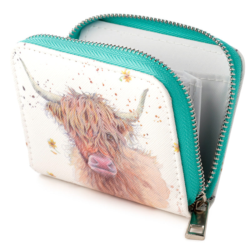 Highland Coo Cow Wallet with zip closure