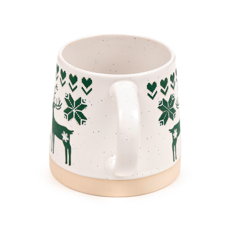 Green Reindeer Stoneware Mug - Top View