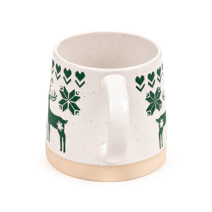 Green Reindeer Stoneware Mug - Top View