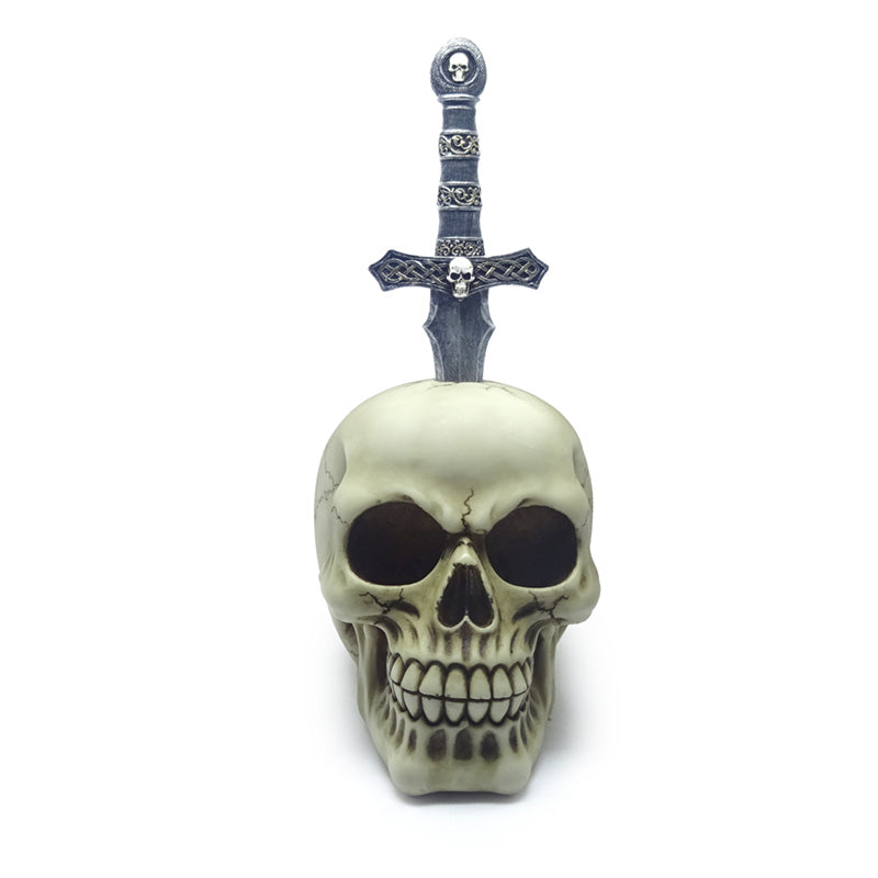 Decorative Skull Ornament with Metal Sword