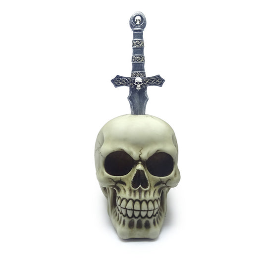 Decorative Skull Ornament with Metal Sword