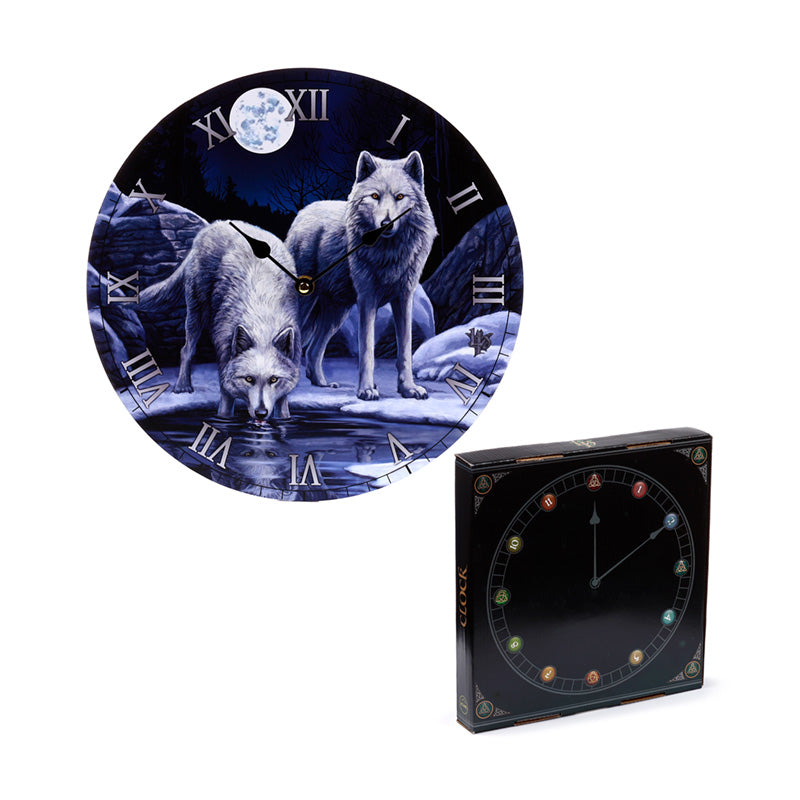 Lisa Parker Warriors of Winter Wolf Wall Clock detailed artwork