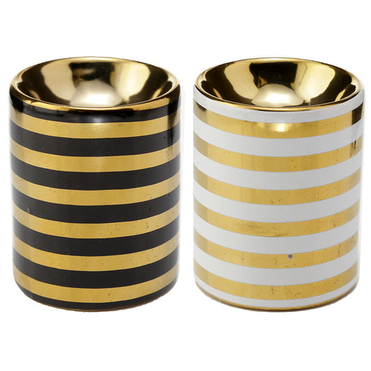 Ceramic Metallic Gold Stripe Eden Oil Burner - Front View