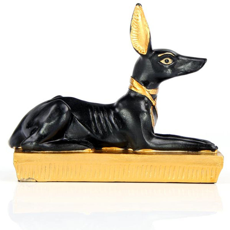 Gold and Black Egyptian Anubis Jackal Figurine - Detailed Close-Up