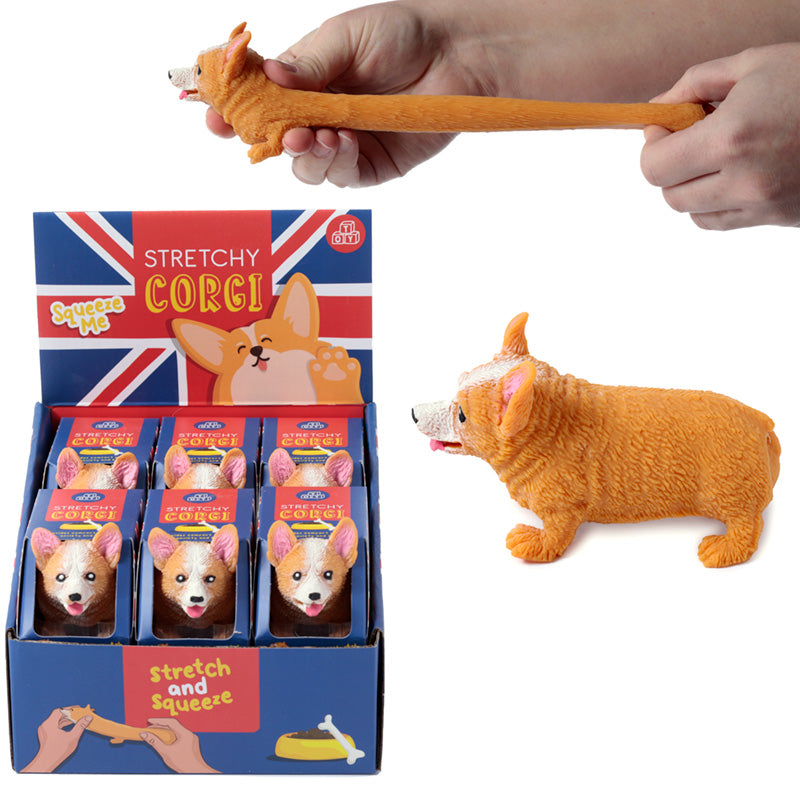 Fun Kids Corgi Stretch Toy displayed with other toys