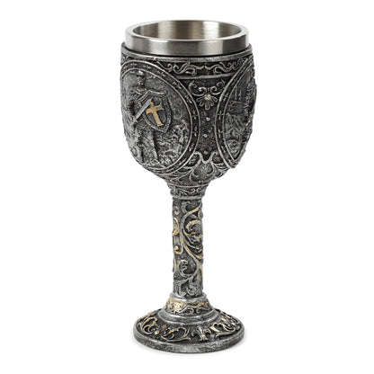 Intricate medieval design on Knight & Castle Goblet