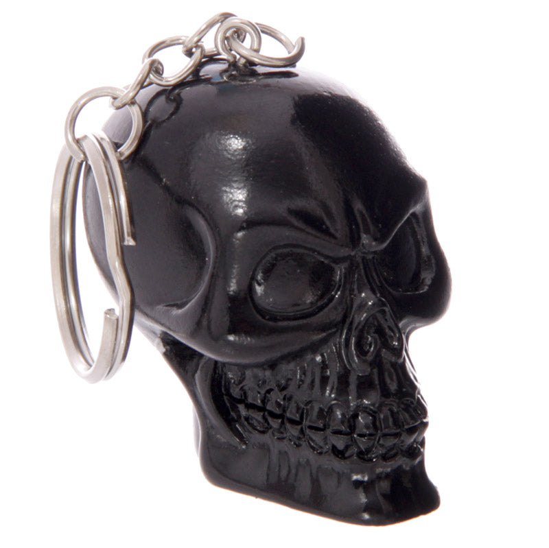 Collectible Black and White Skull Keyring