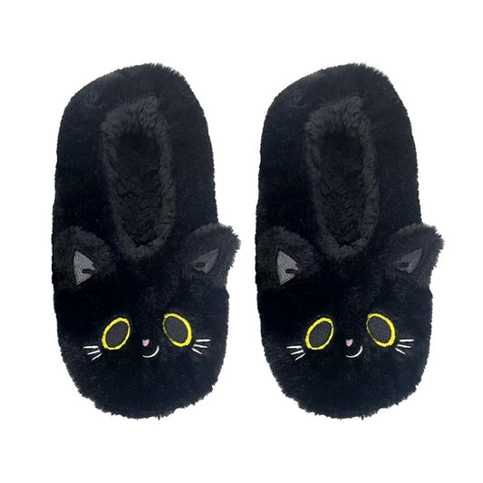 Lucky the Black Cat Plush Anti-Slip Slippers