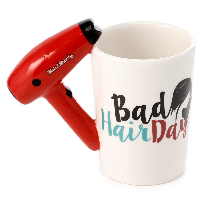 Ceramic mug with hair drier design