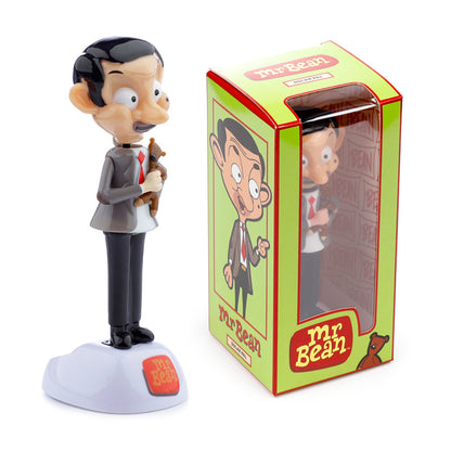 Mr Bean with Teddy solar ornament in a sunny setting