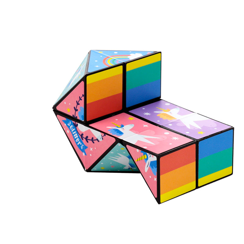 Unicorn Magic Puzzle Cube Toy in festive setting