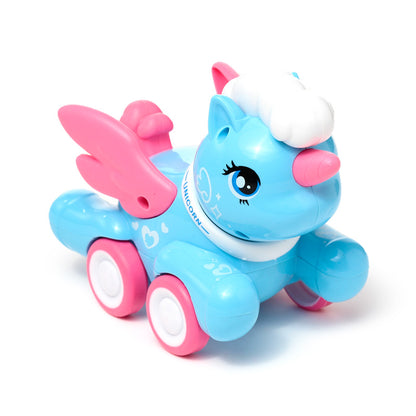 Child playing with the Winged Unicorn toy