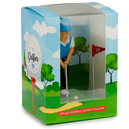 Whimsical Solar Pal Golfer in Garden