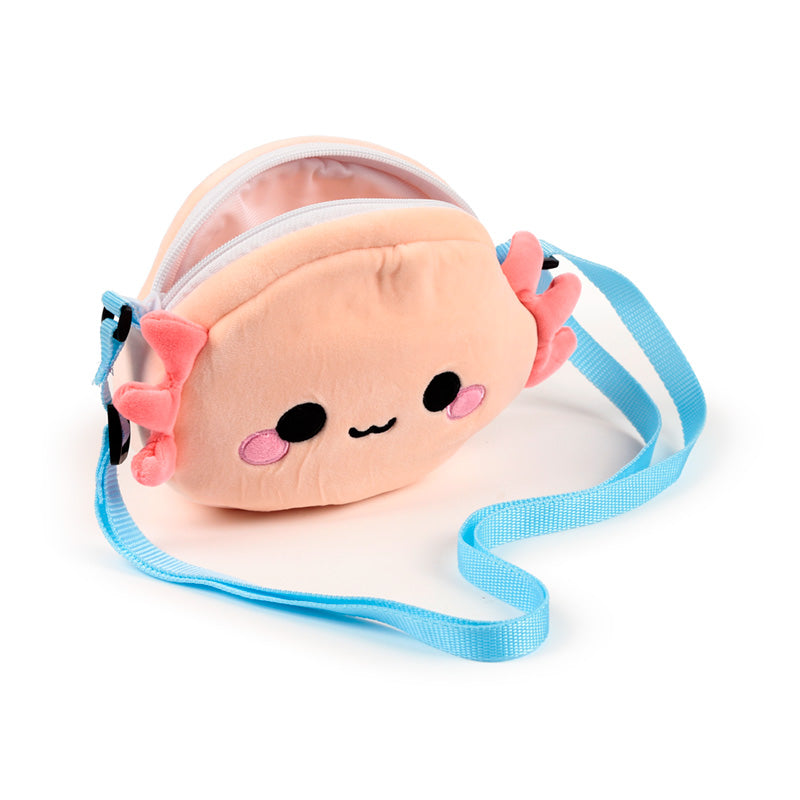 Adoramals Maddie the Axolotl Plush Crossbody Bag with accessories