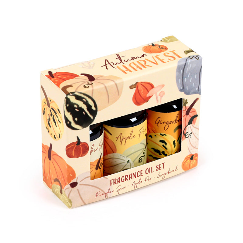 Set of 3 Autumn Harvest Fragrance Oils - Pumpkin Spice, Apple Pie, Gingerbread