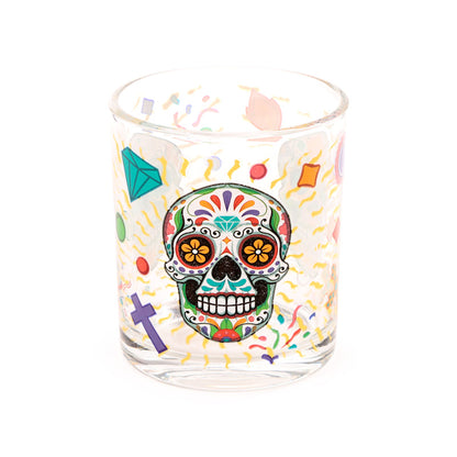 Detailed artwork on Day of the Dead glass tumbler