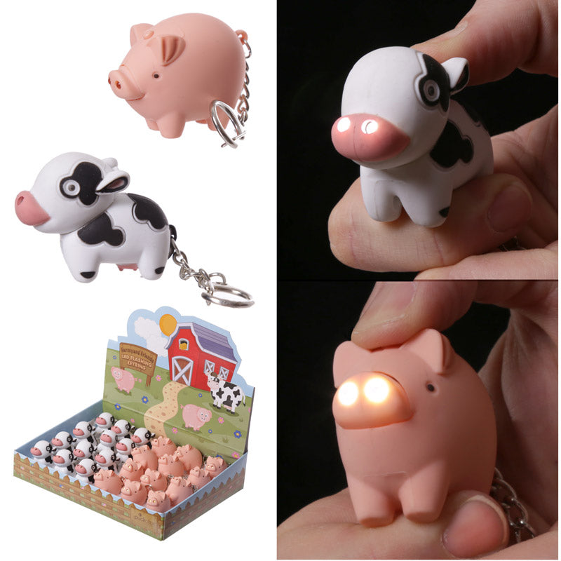 Farmyard LED Light & Sound Keyring with farm animals