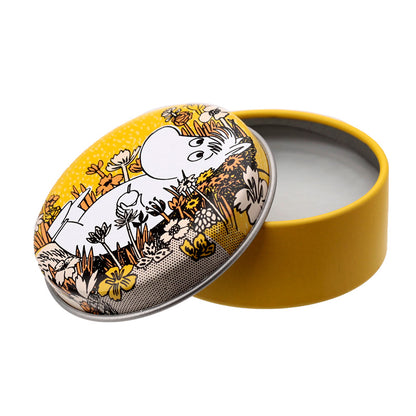 Close-up of Moomin Lip Balm tin