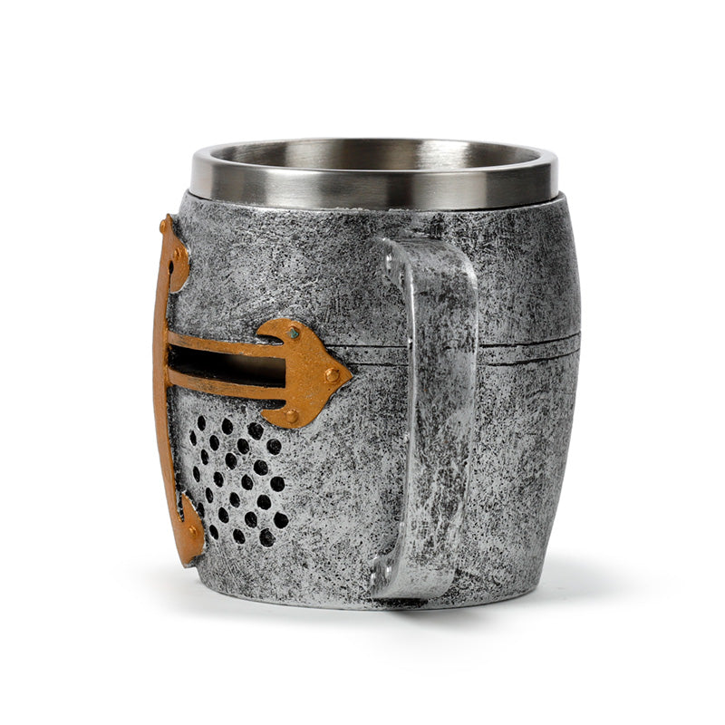 Stainless Steel and Resin Medieval Knight Tankard