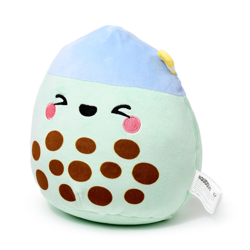 Squidglys Plush Toy - Matcha the Bubble Tea on display