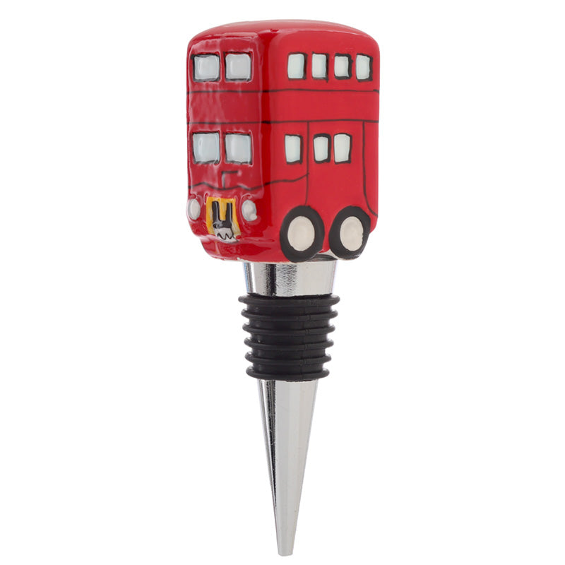 Close-up of Routemaster Bus ceramic bottle stopper