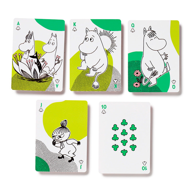 Family enjoying a game with Moomin playing cards