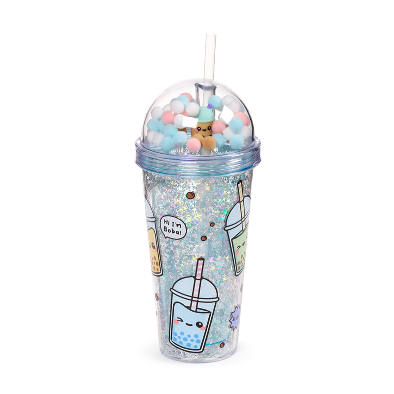 Foodiemals bubble tea cup with reusable straw