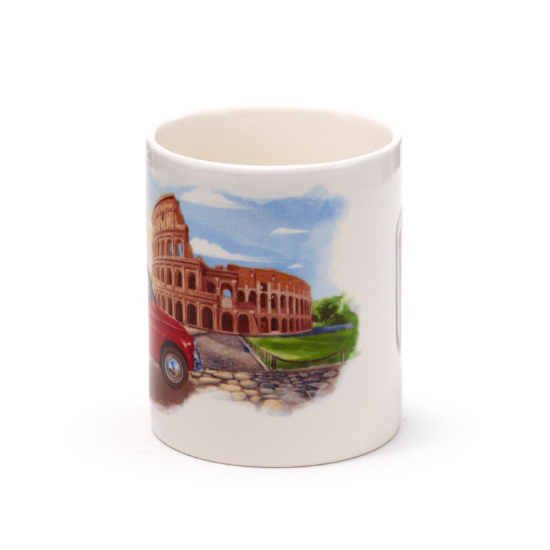 Fiat 500 Rome Porcelain Mug on table