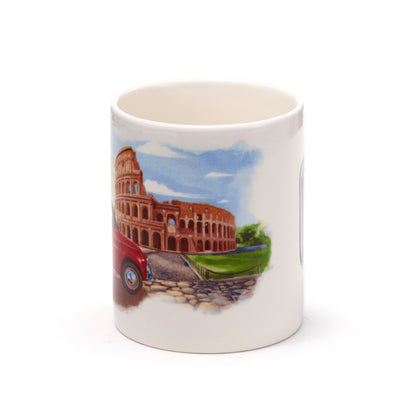 Fiat 500 Rome Porcelain Mug on table