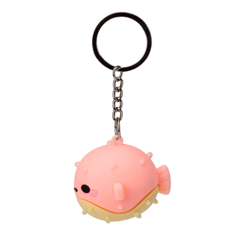 Adoramals Puff the Puffer Fish 3D PVC Keyring - Close-Up