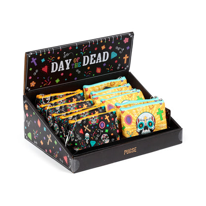Vibrant Day of the Dead PVC purse with artistic design