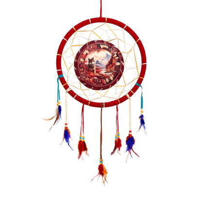 Medium Autumnal Wolf Dreamcatcher with intricate design