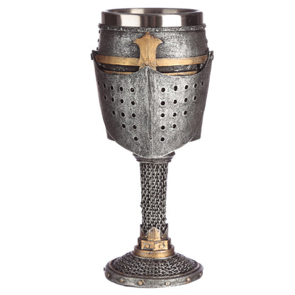 Decorative goblet with medieval helmet design