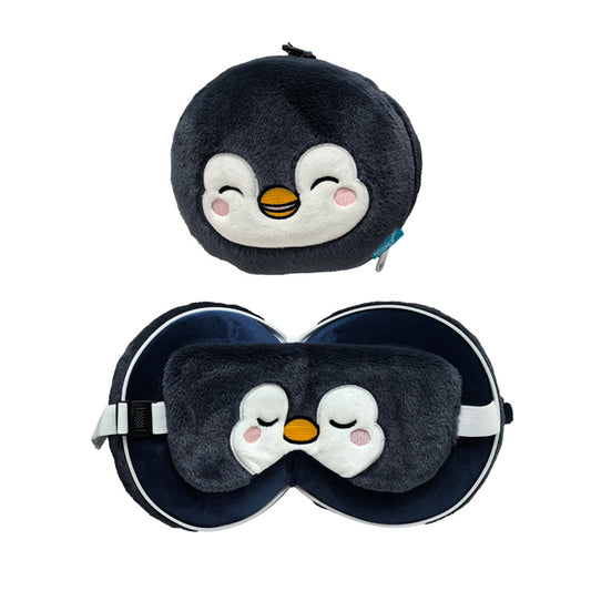 Relaxeazzz Travel Pillow and Eye Mask featuring Nico the Penguin