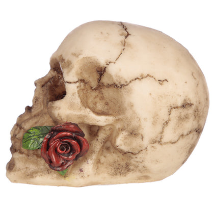 Gothic Skulls and Roses Ornament displayed on a shelf