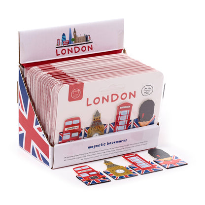 Magnetic shaped bookmark featuring London landmarks
