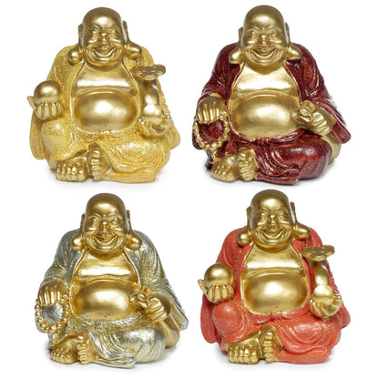 Mini Lucky Glitter Chinese Laughing Buddha Ornament 8cm