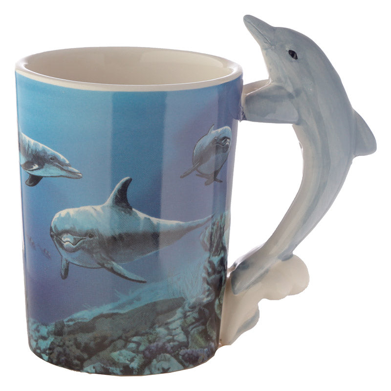 Ceramic Mug featuring Dolphin Underwater Artwork