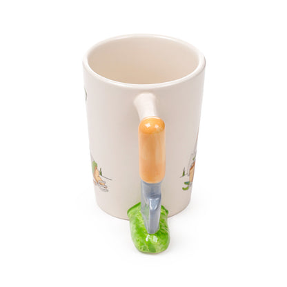 Garden Trowel Shaped Handle Ceramic Mug - Handle Detail