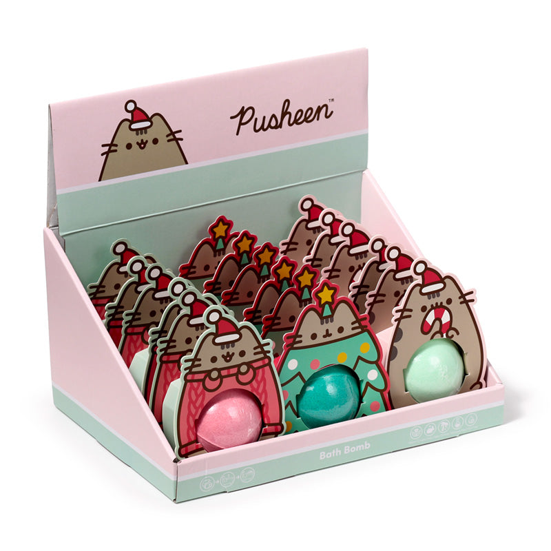 Handmade Christmas Pusheen the Cat Bath Bomb in gift box