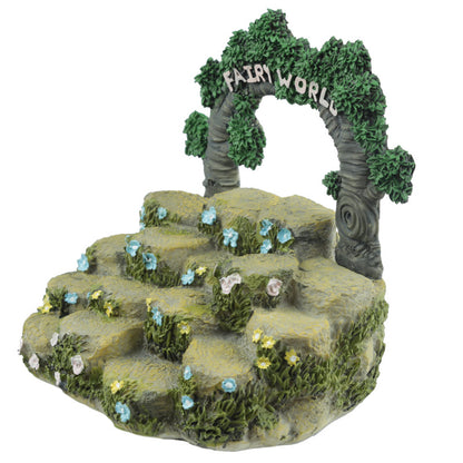 Close-up of Cute Fairy Garden Tiered Display Stand