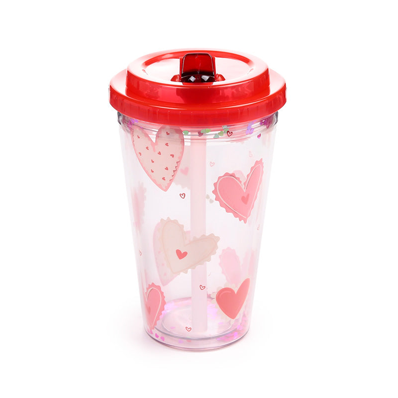 Reusable straw with Amore Hearts Cup