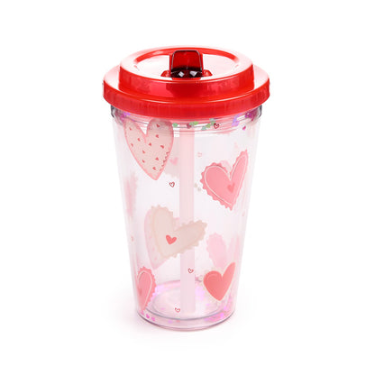 Reusable straw with Amore Hearts Cup