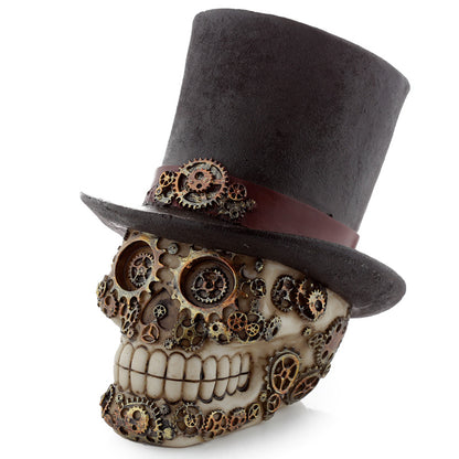 Fantasy Steampunk Skull Ornament with Top Hat