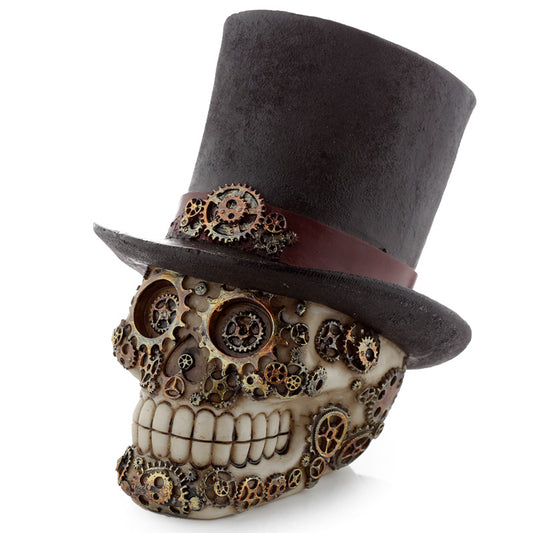 Fantasy Steampunk Skull Ornament with Top Hat