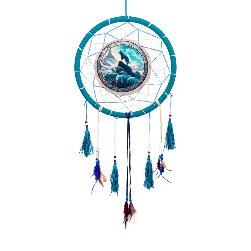Medium Dreamcatcher Spirit of the Wolf Pack - Front View