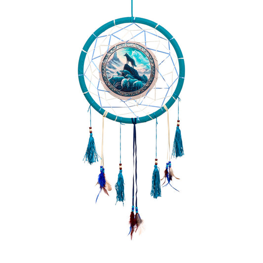 Medium Dreamcatcher Spirit of the Wolf Pack - Front View