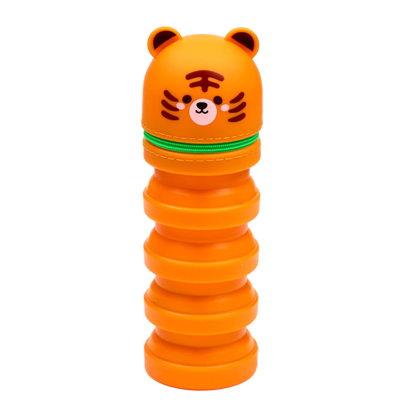 Adoramals Tiger Silicone Pencil Case front view