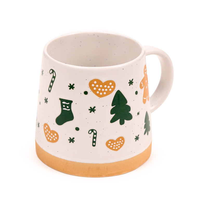 Gingerbread Man Stoneware Mug with Christmas decorations